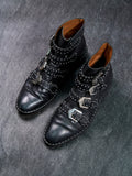 Givenchy Studded Multi-Buckle Harness Boots Black Leather EU 41