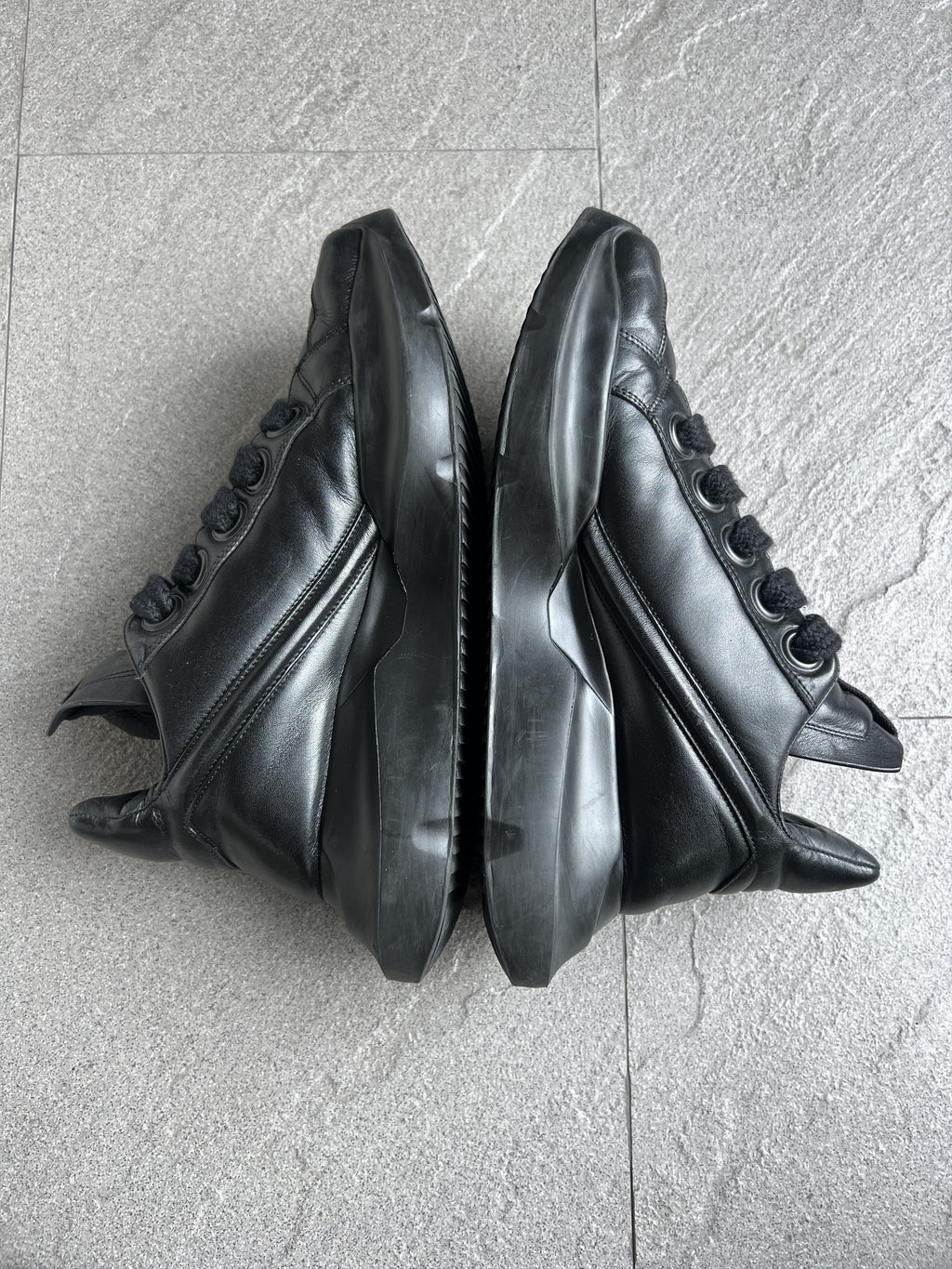 Rick Owens Maximal Runner Black Leather Sneakers EU42