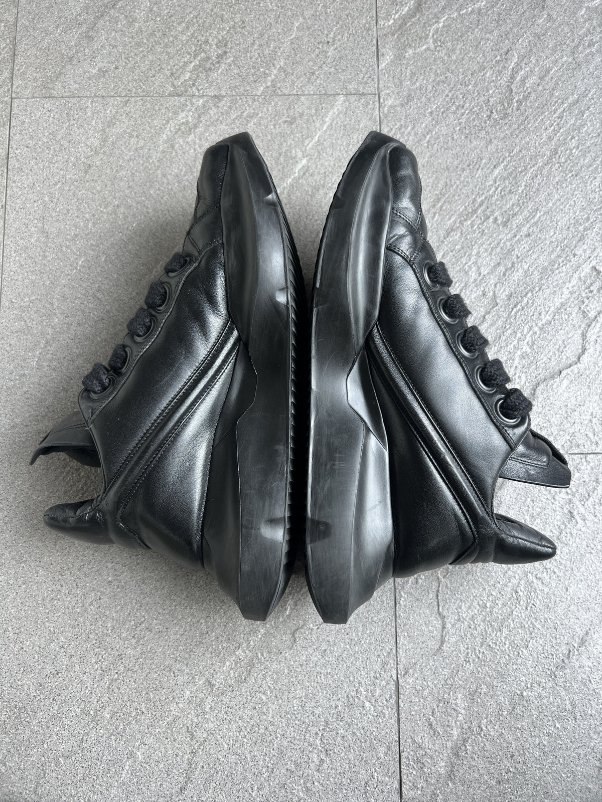 Rick Owens Maximal Runner Black Leather Sneakers EU42