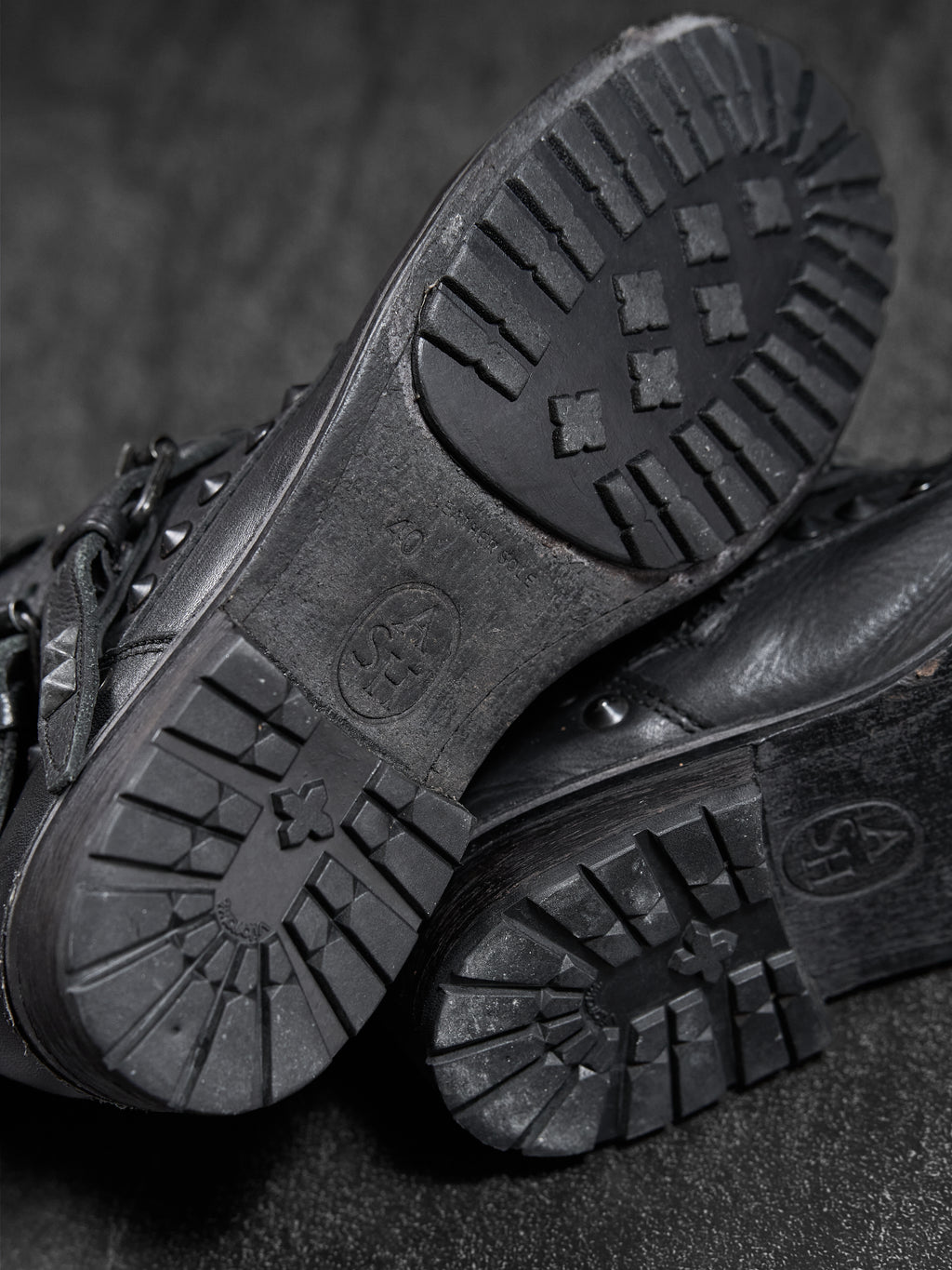 ASH Punk Studded Buckle Biker Boots Black Leather EU 40