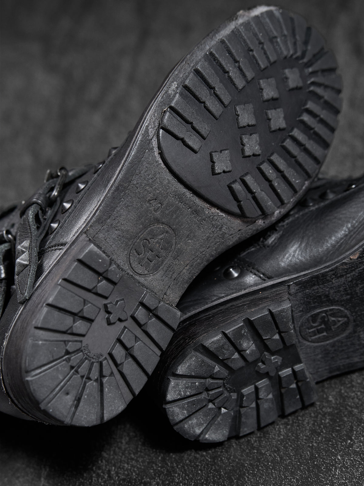 ASH Punk Studded Buckle Biker Boots Black Leather EU 40