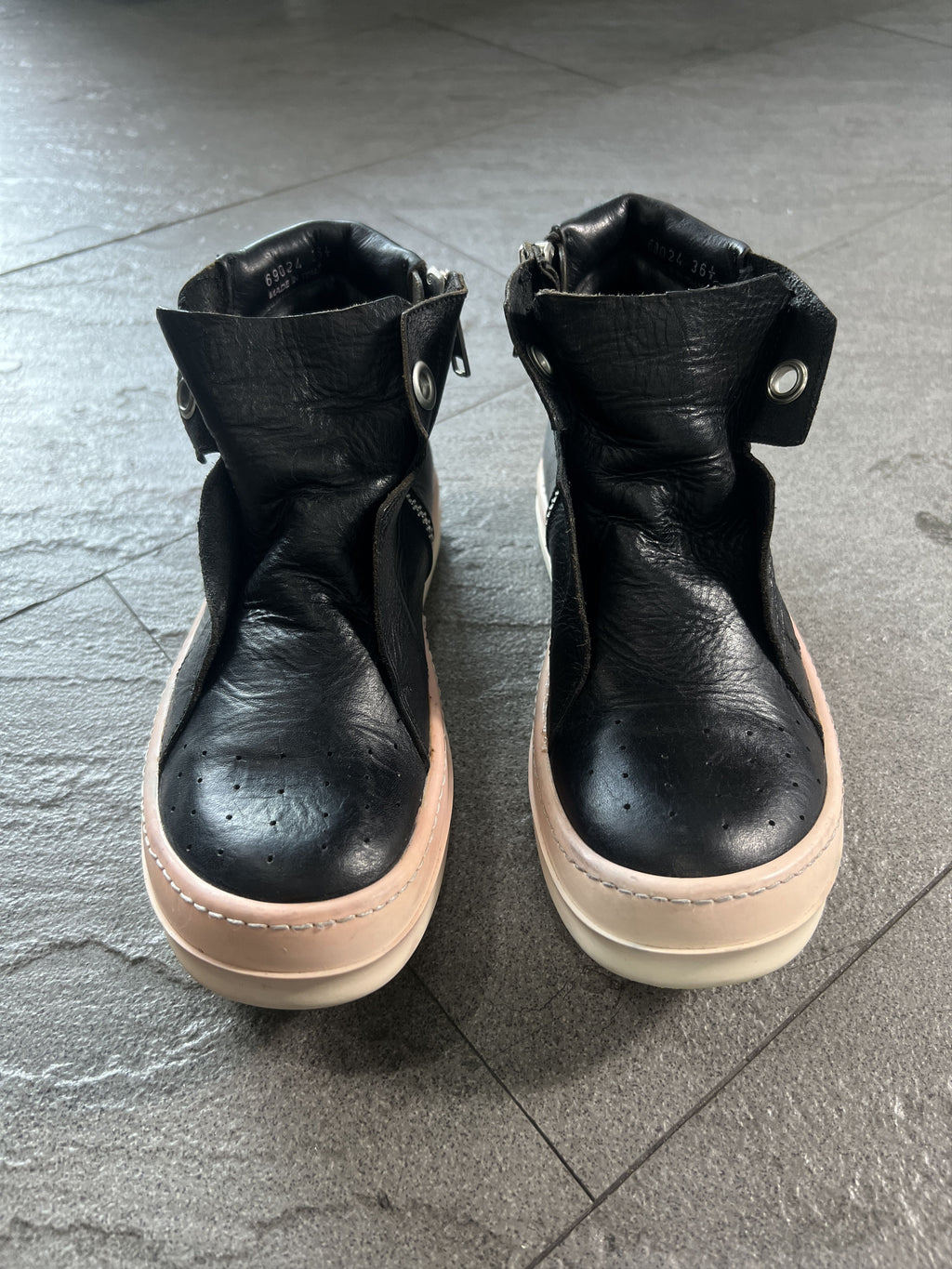 Rick Owens Leather Side Zip Sneakers Black EU36.5