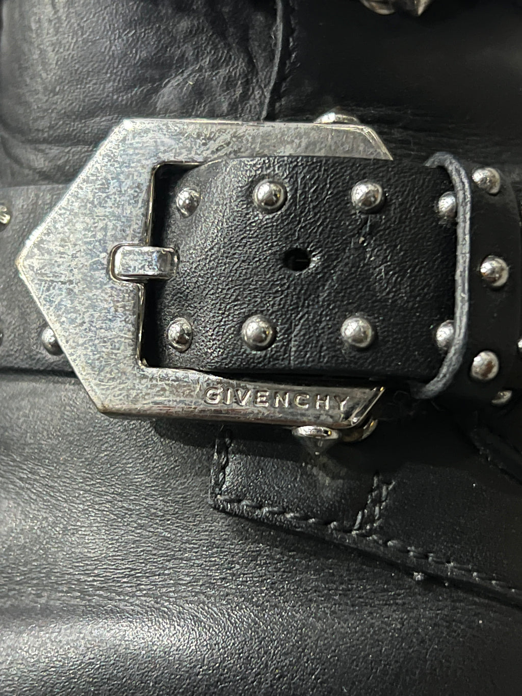 Givenchy Studded Multi-Buckle Harness Boots Black Leather EU 41