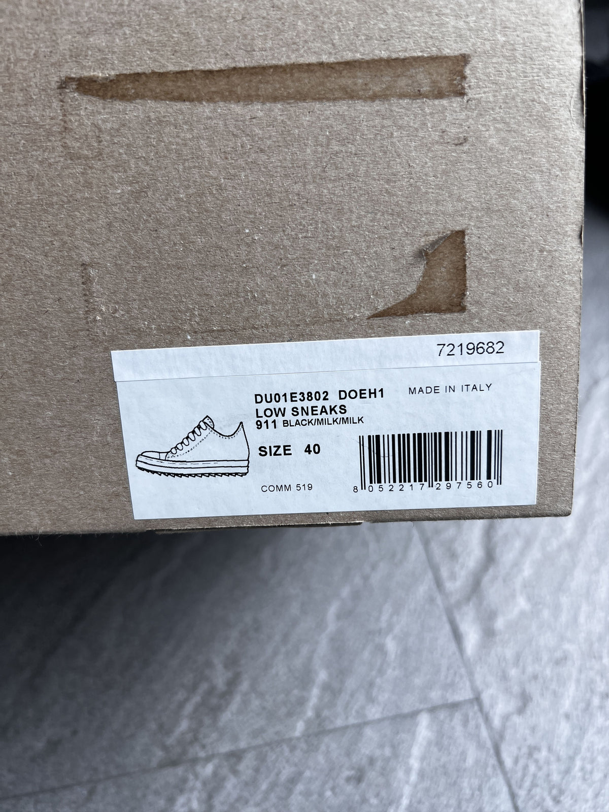 Rick Owens Hollywood Low Sneakers Black Milk EU40