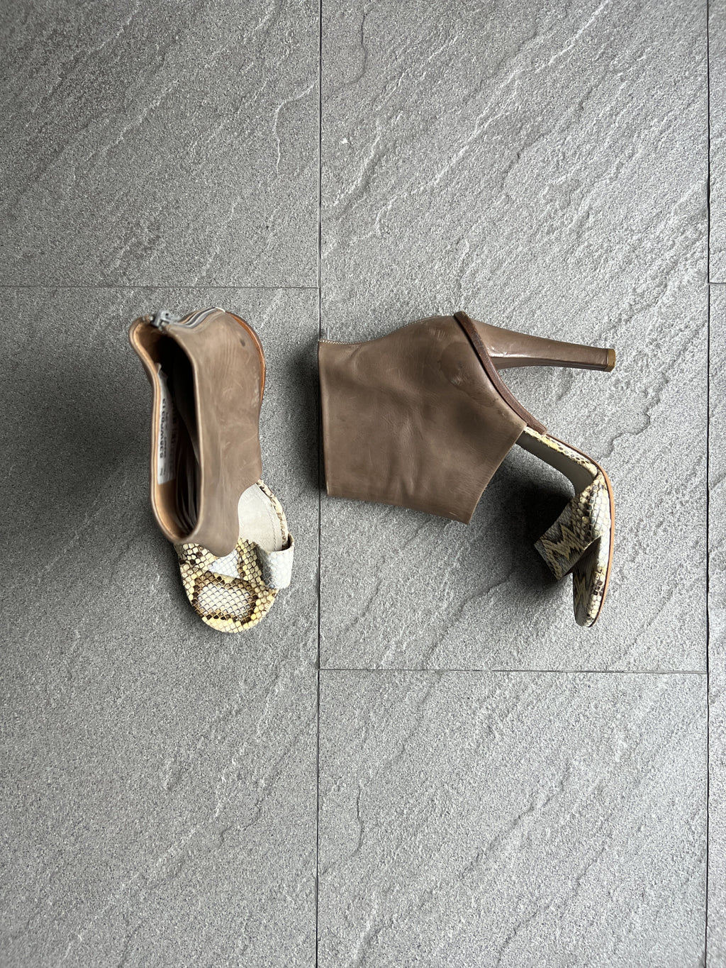 Maison Margiela Snakeskin Open-Toe Ankle Boots 40