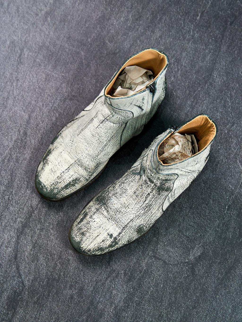 Maison Margiela Line 22 Hand-Painted Ankle Boots White EU 42