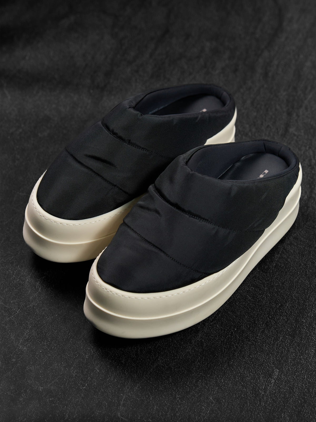 Rick Owens DRKSHDW Puffer Slip-On Low Sneakers Black / Milk EU 44