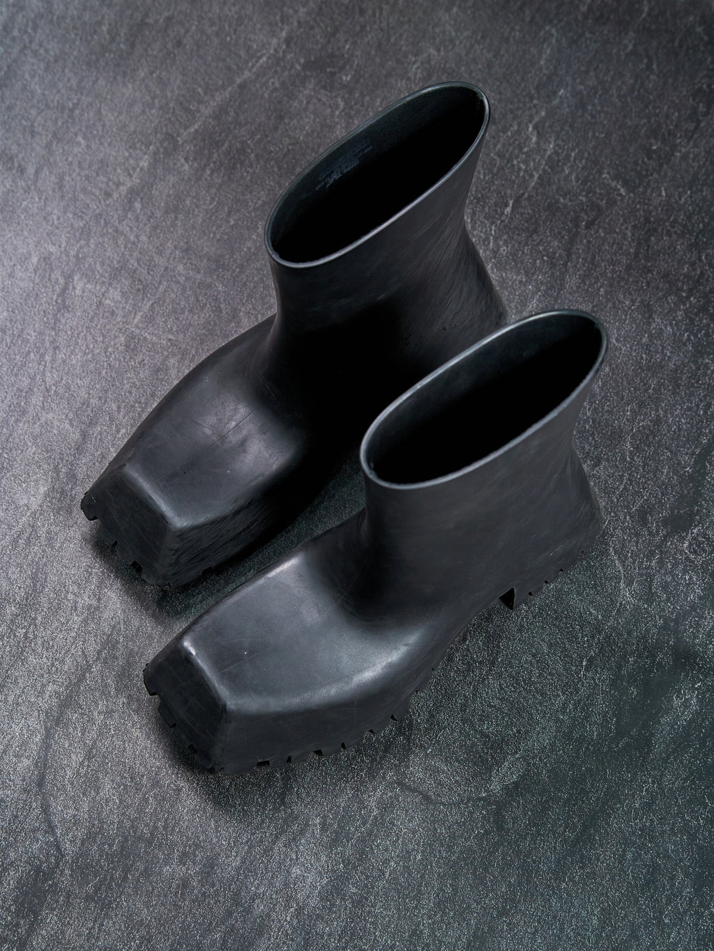 Balenciaga Trooper Rubber Ankle Boots Black Square Toe EU 43