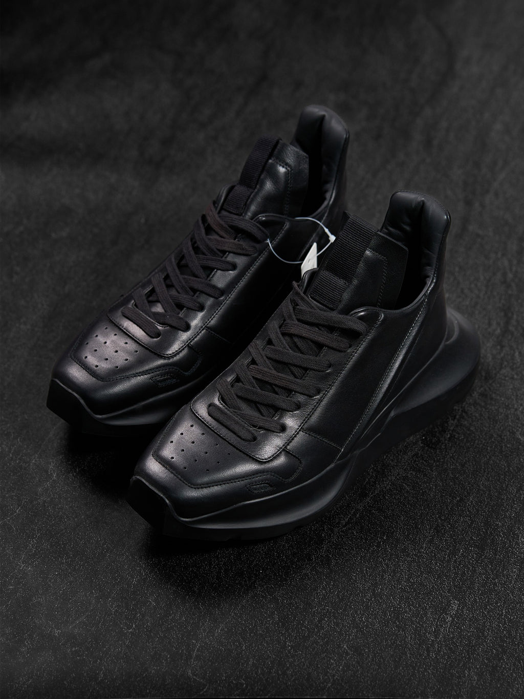 Rick Owens SS25 Geth Runner Sneakers All Black Leather EU 39