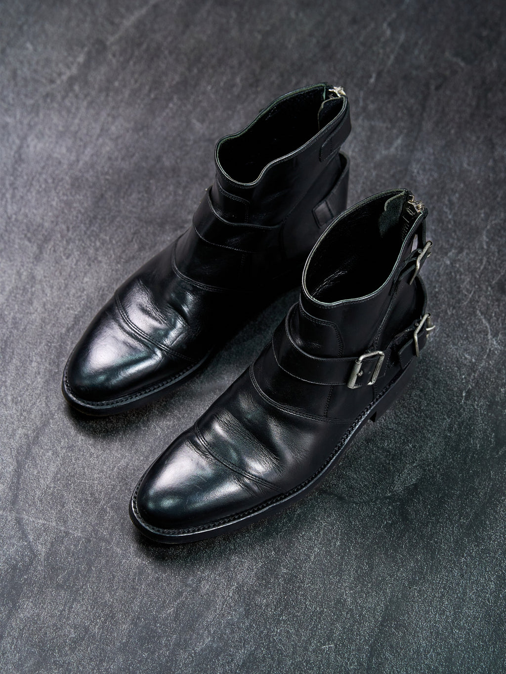 Balmain Leather Buckle Boots Black EU 40