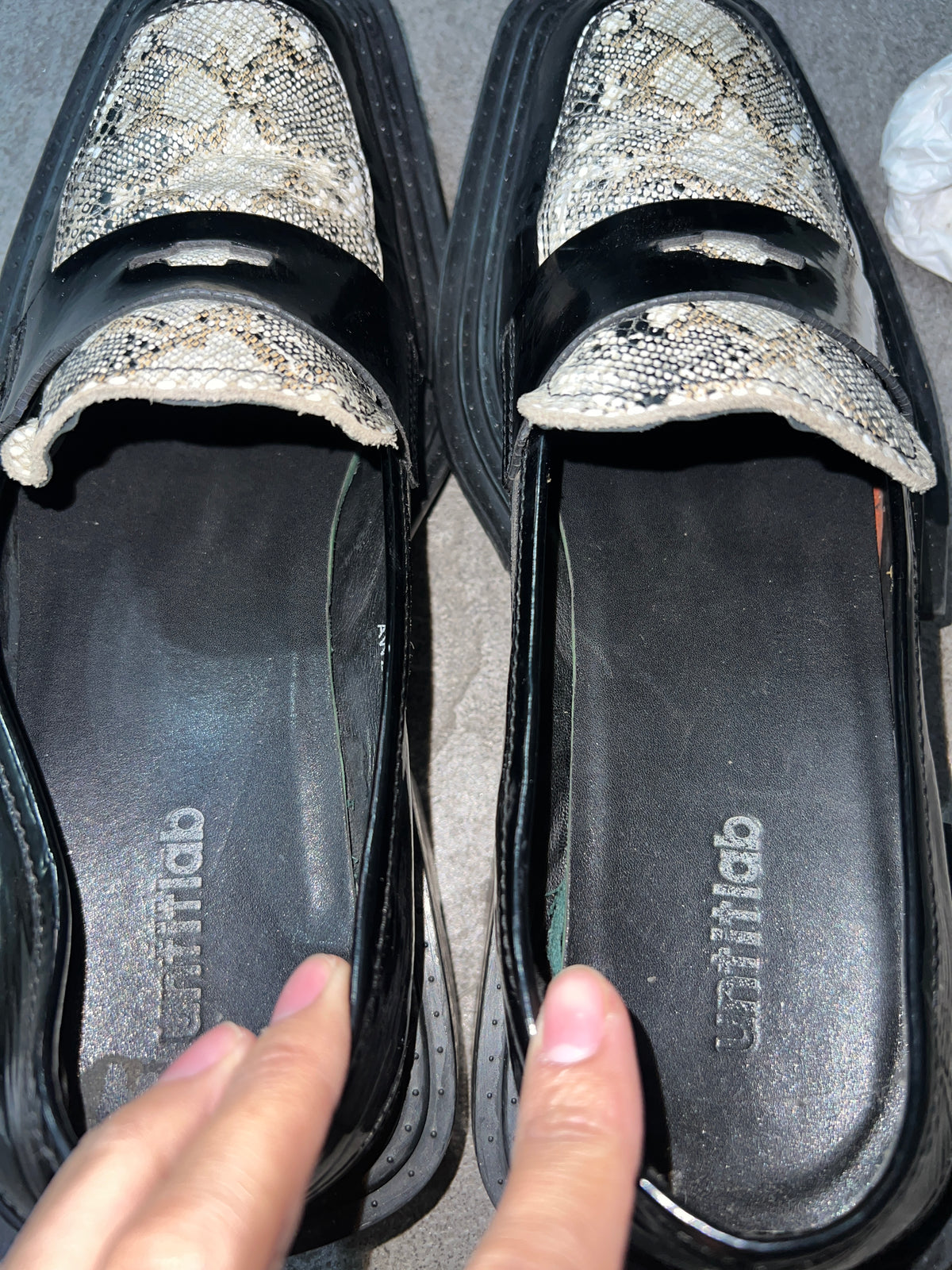 Untitlab Python-Plate Penny Loafers Black Vegan Leather EU 43
