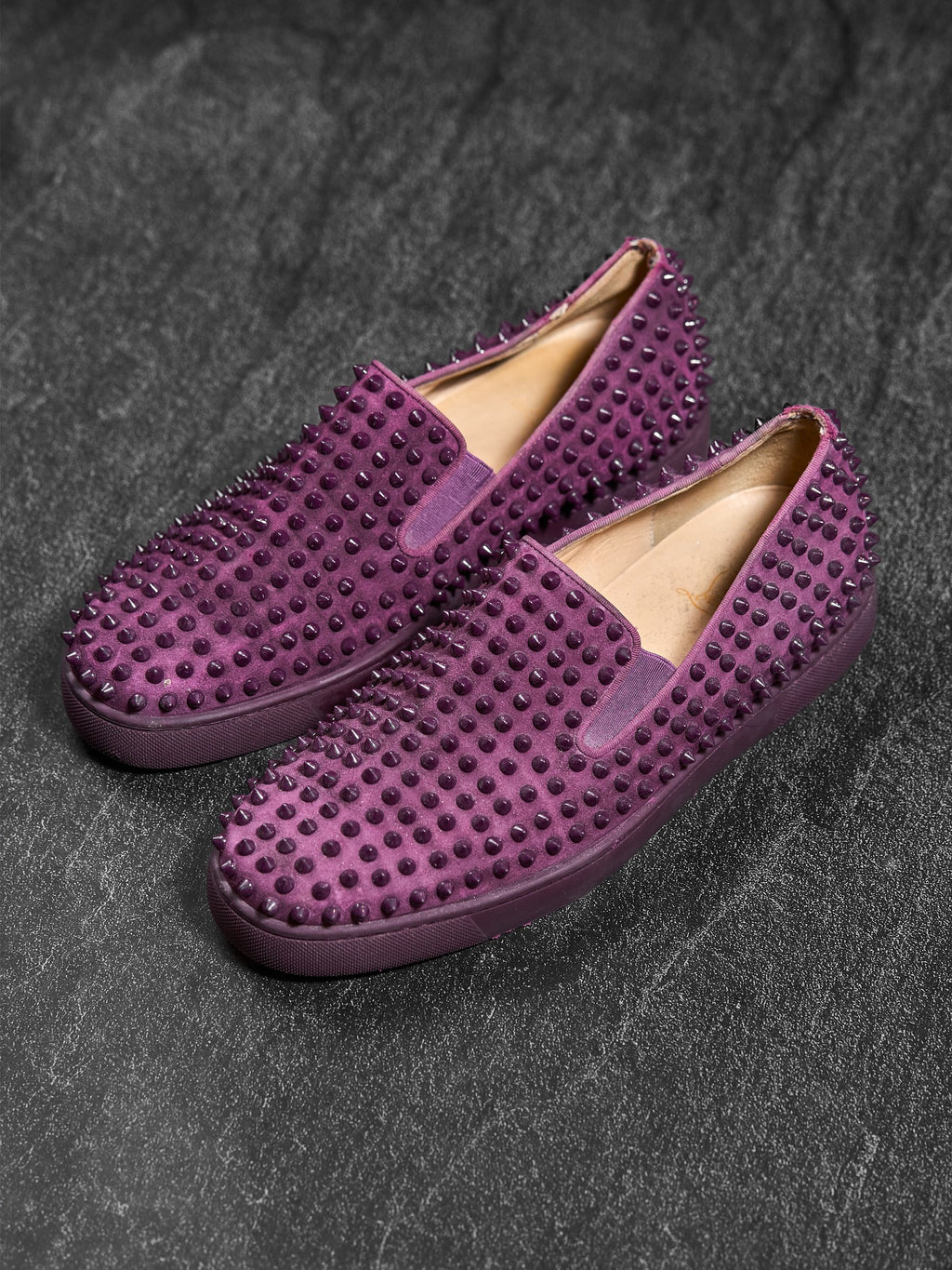 Christian Louboutin Roller Boat Spikes Purple Suede 44