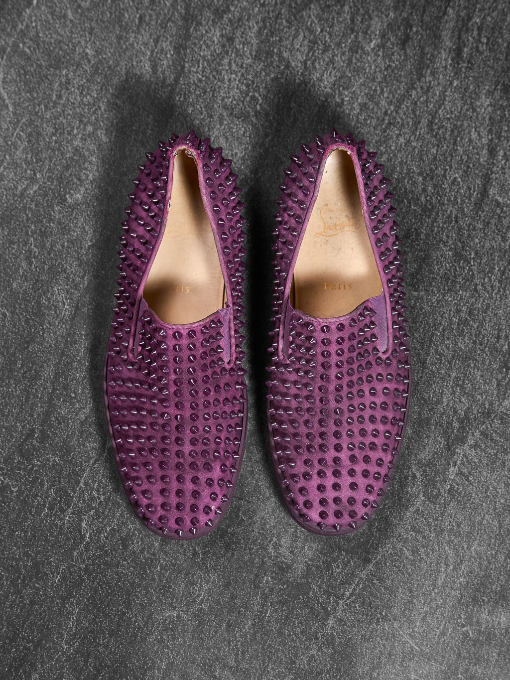 Christian Louboutin Roller Boat Spikes Purple Suede 44