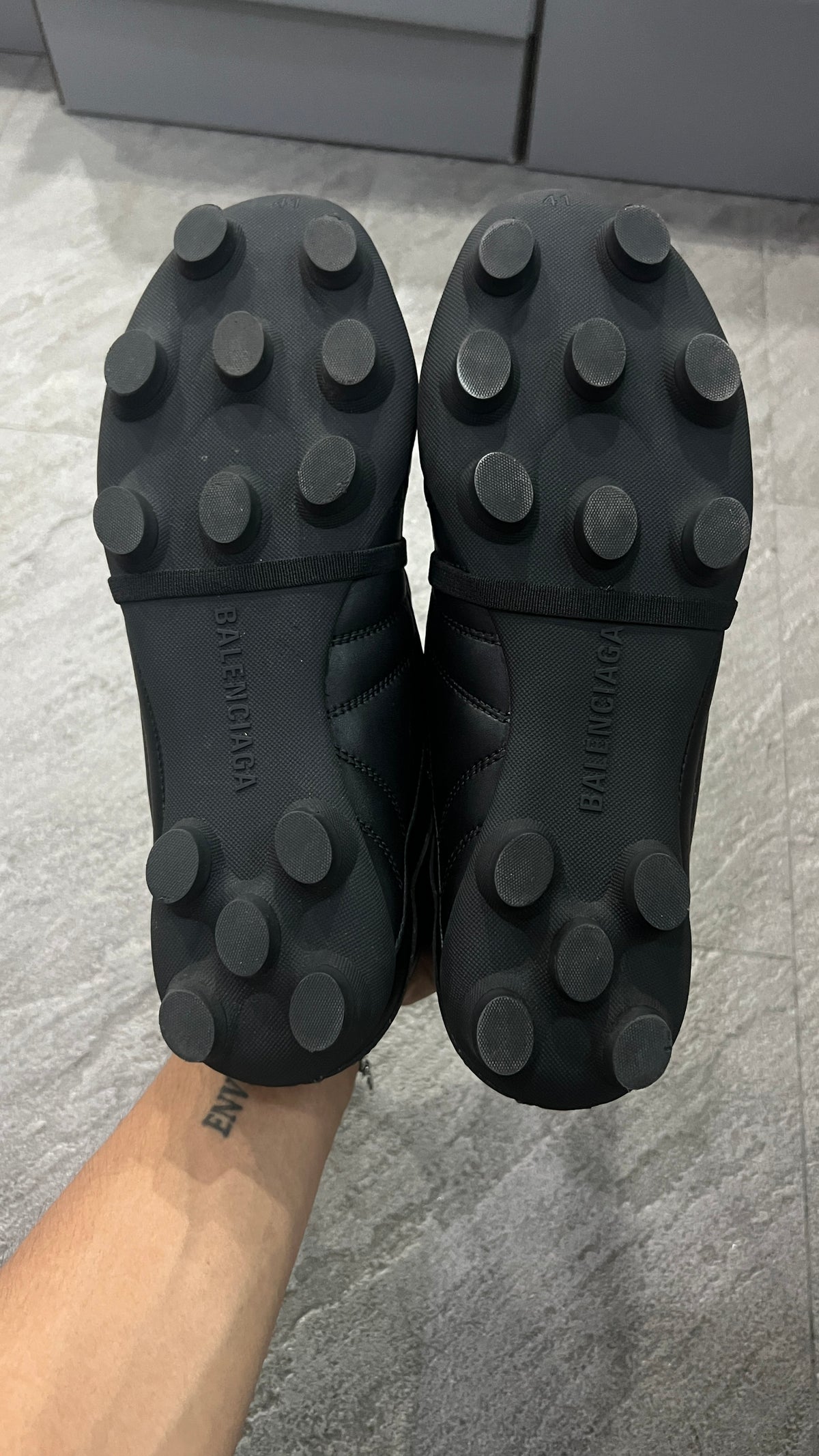 Balenciaga Soccer Cleat Sneakers Black Leather-Free EU 41