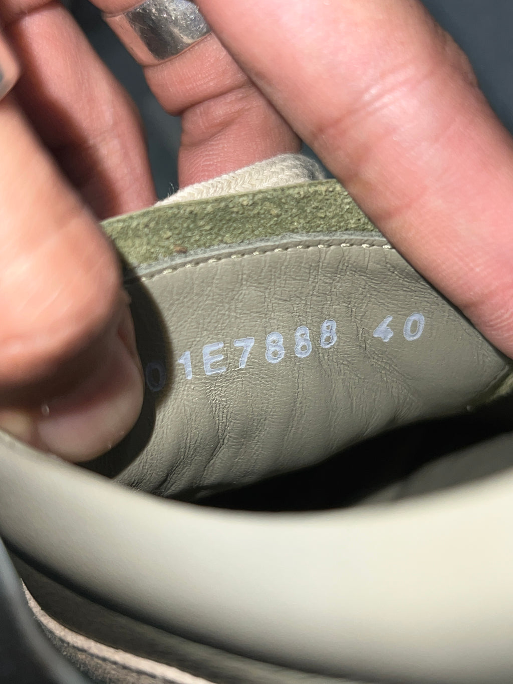 Rick Owens SS25 Vintage Sneaks Grey Green / Milk Leather EU 40