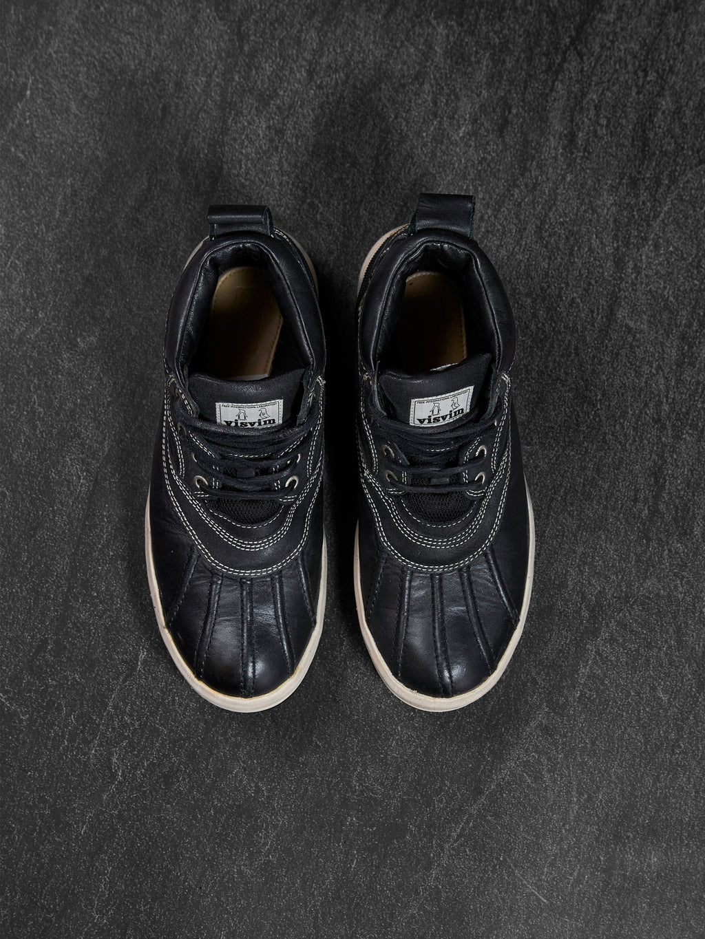 visvim Decoy Duck Mid Folk Black Leather US 9