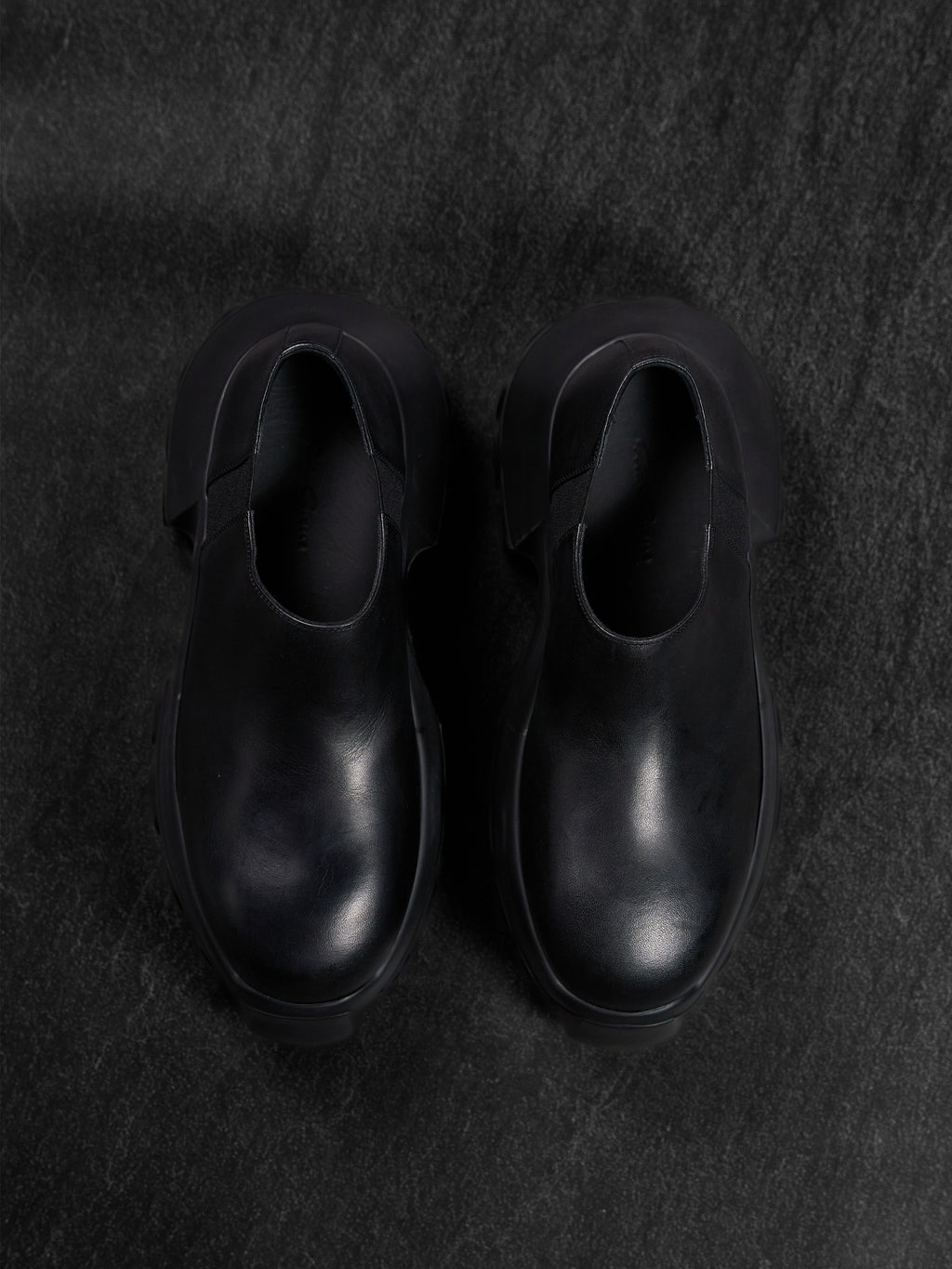 Rick Owens FW25 Slip-On Mega Tractor Boots Black Leather EU 40