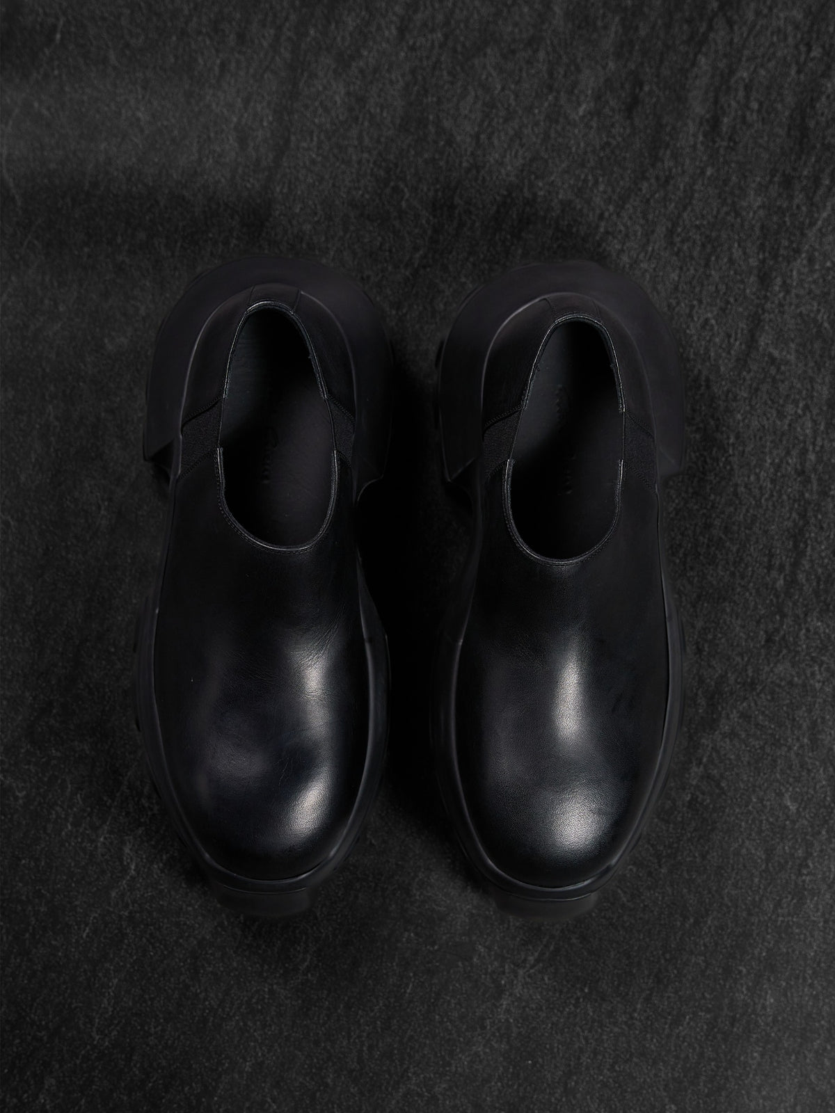 Rick Owens FW25 Slip-On Mega Tractor Boots Black Leather EU 40