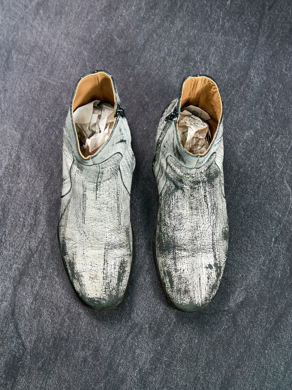 Maison Margiela Line 22 Hand-Painted Ankle Boots White EU 42
