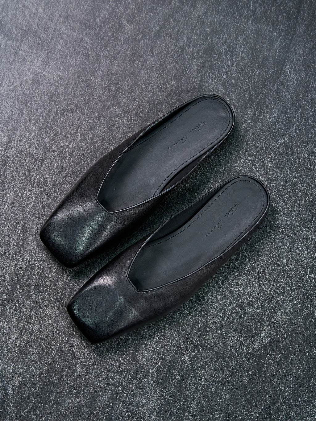 Rick Owens SS26 Ballerina Mule Flats Black Square Toe EU 38