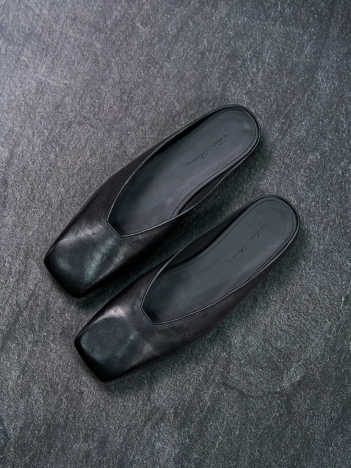 Rick Owens SS26 Ballerina Mule Flats Black Square Toe EU 38