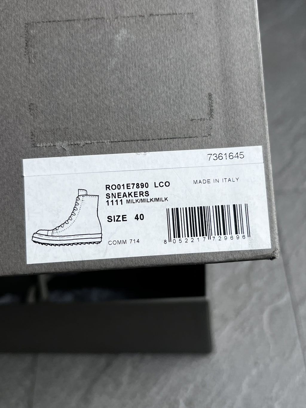 Rick Owens Mainline Leather High Sneakers Milk EU40