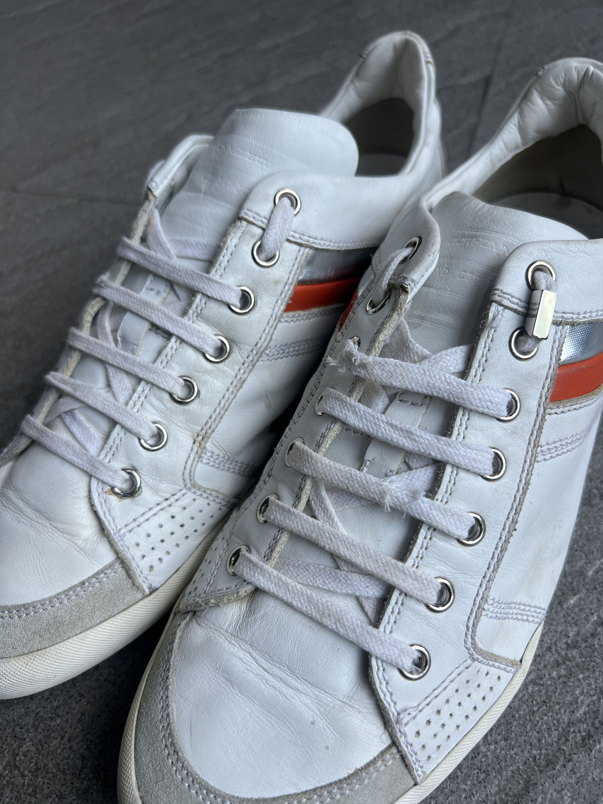 Dior Homme Leather Low Top Sneakers White Orange 41.5