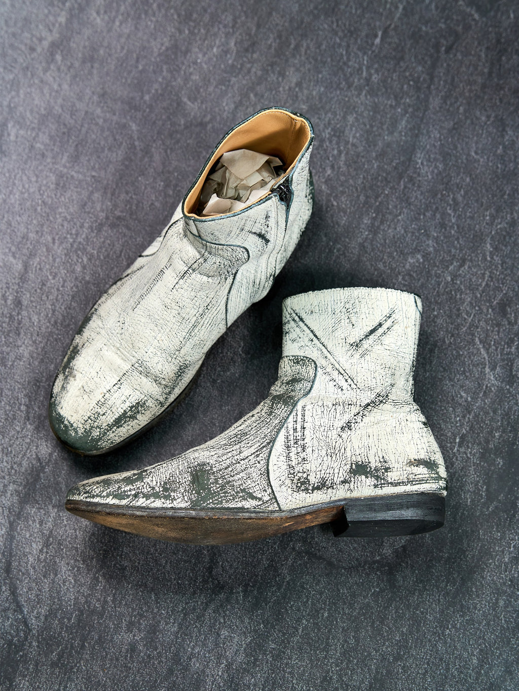 Maison Margiela Line 22 Hand-Painted Ankle Boots White EU 42