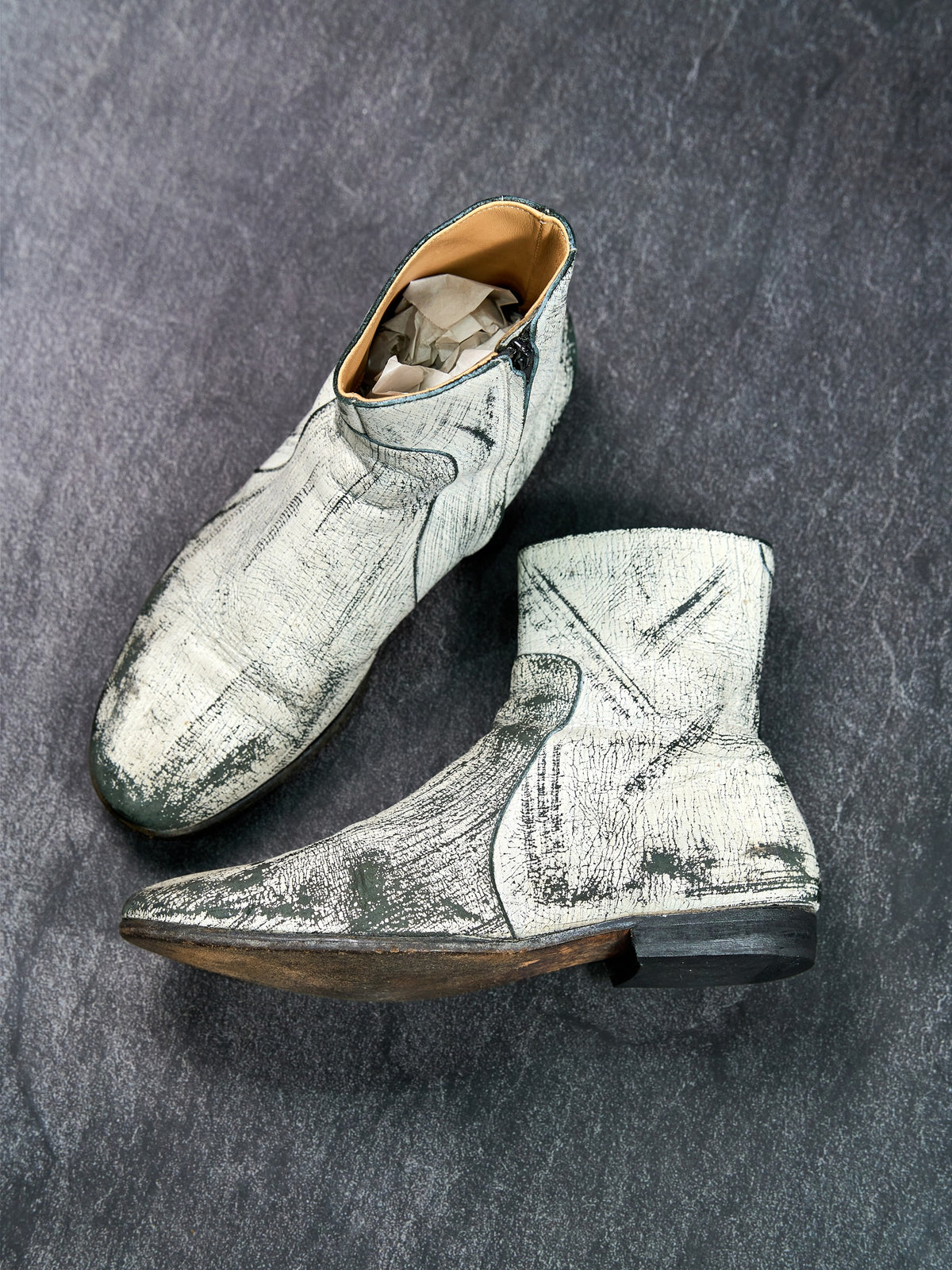 Maison Margiela Line 22 Hand-Painted Ankle Boots White EU 42