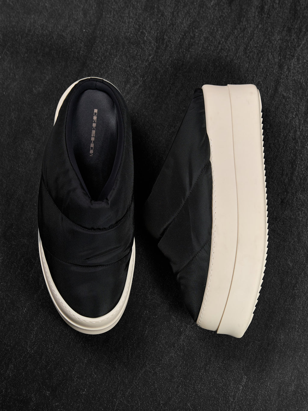 Rick Owens DRKSHDW Puffer Slip-On Low Sneakers Black / Milk EU 44