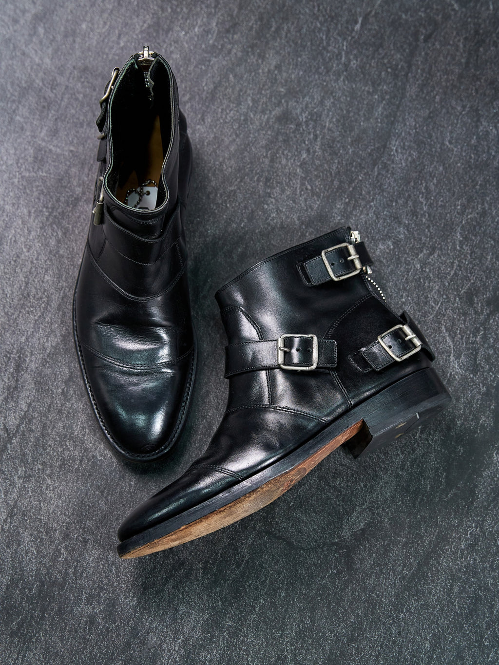 Balmain Leather Buckle Boots Black EU 40