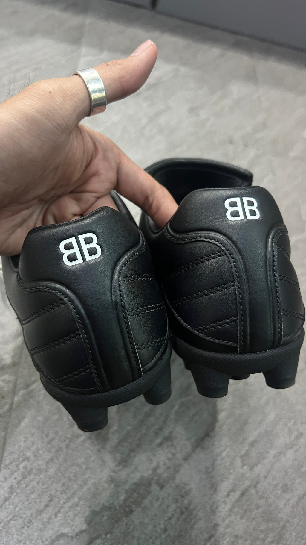 Balenciaga Soccer Cleat Sneakers Black Leather-Free EU 41