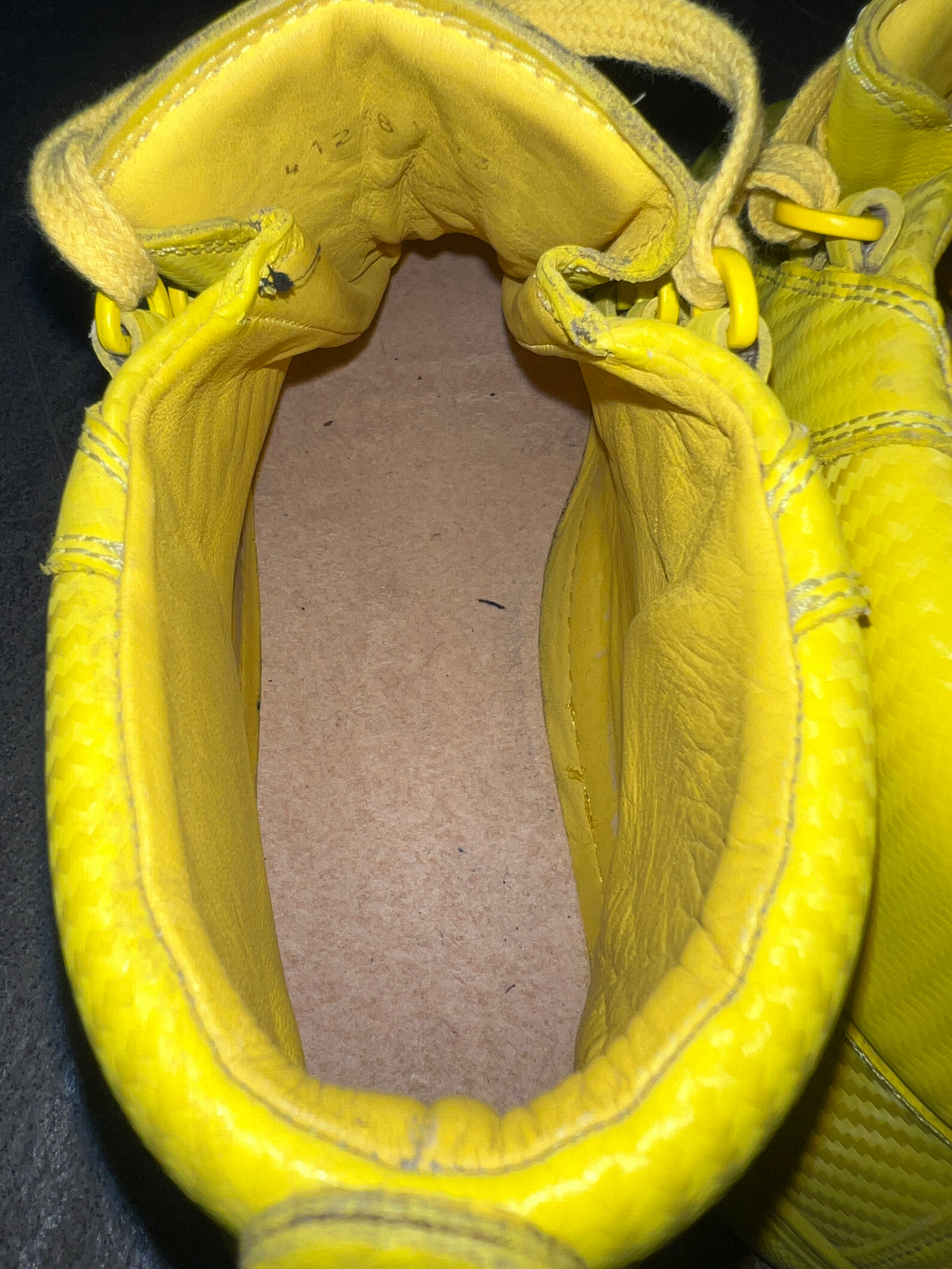 Balenciaga Arena High Top Sneakers Yellow Creased Leather EU 43