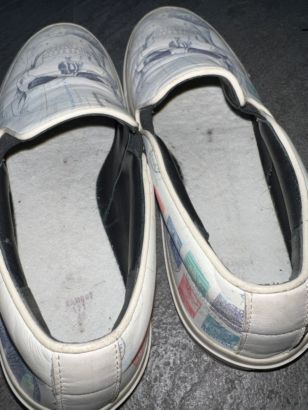 Alexander McQueen Skull Print Slip-On Sneakers White Leather EU 40