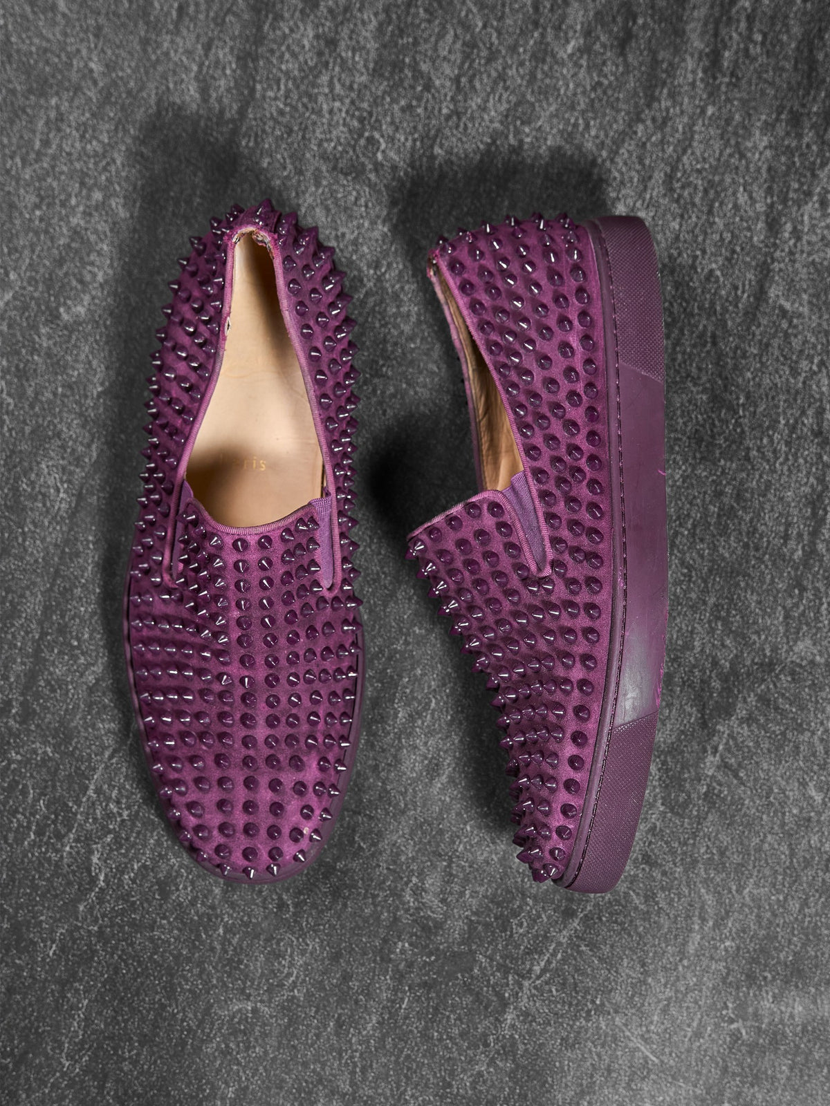 Christian Louboutin Roller Boat Spikes Purple Suede 44