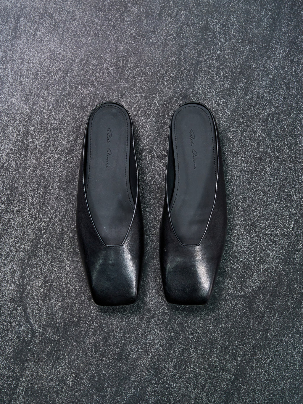 Rick Owens SS26 Ballerina Mule Flats Black Square Toe EU 38