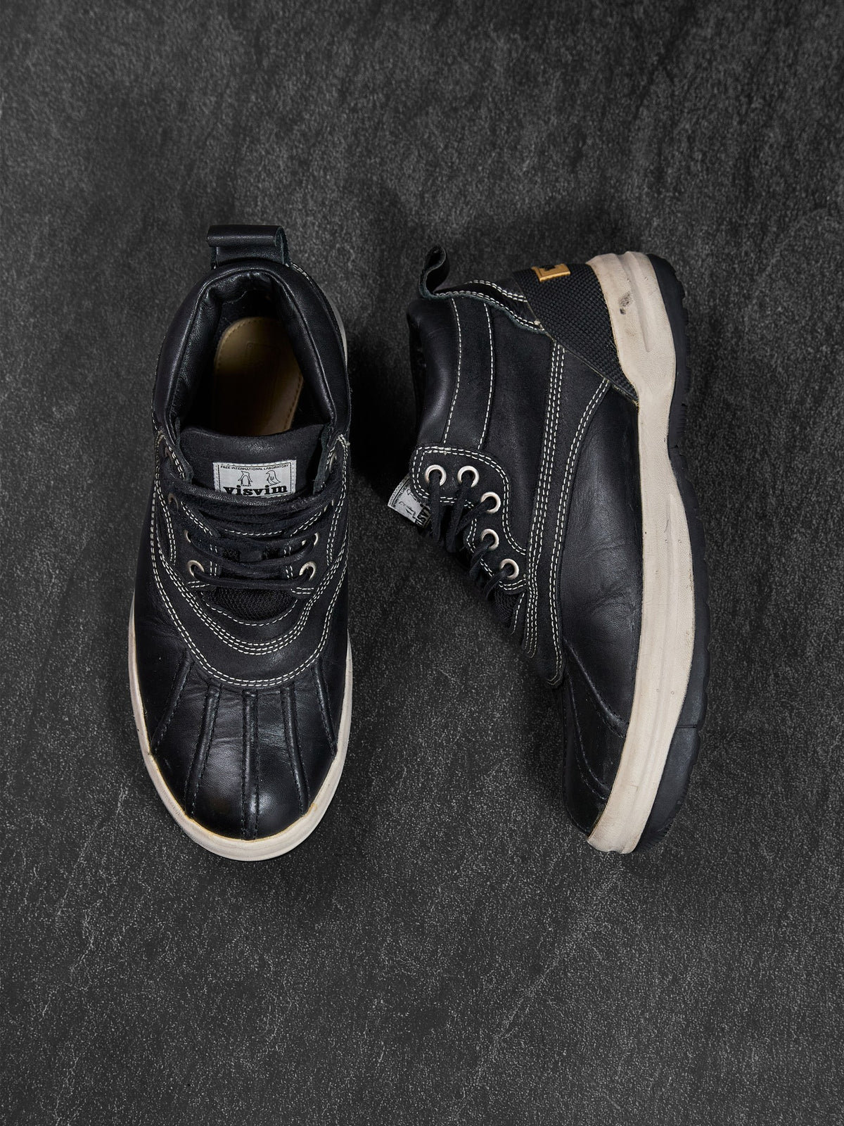 visvim Decoy Duck Mid Folk Black Leather US 9
