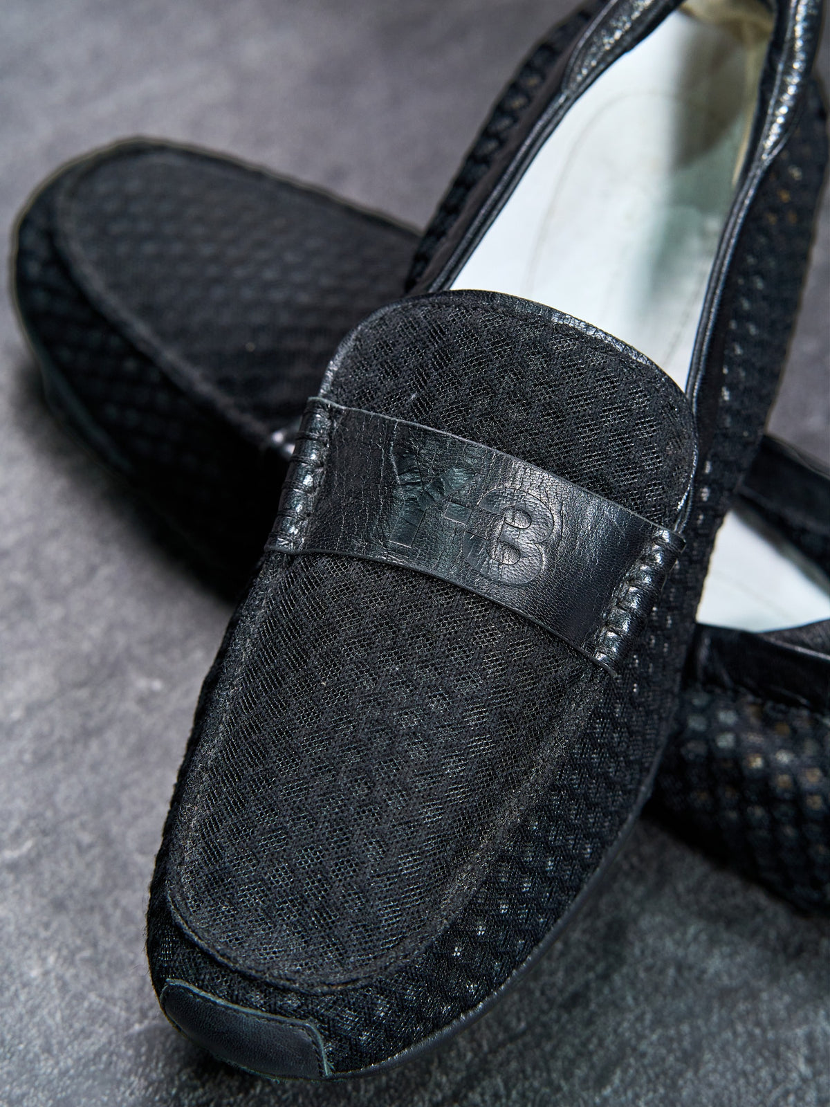 Y-3 Mesh Driving Loafers Black Perforated Leather UK 9
