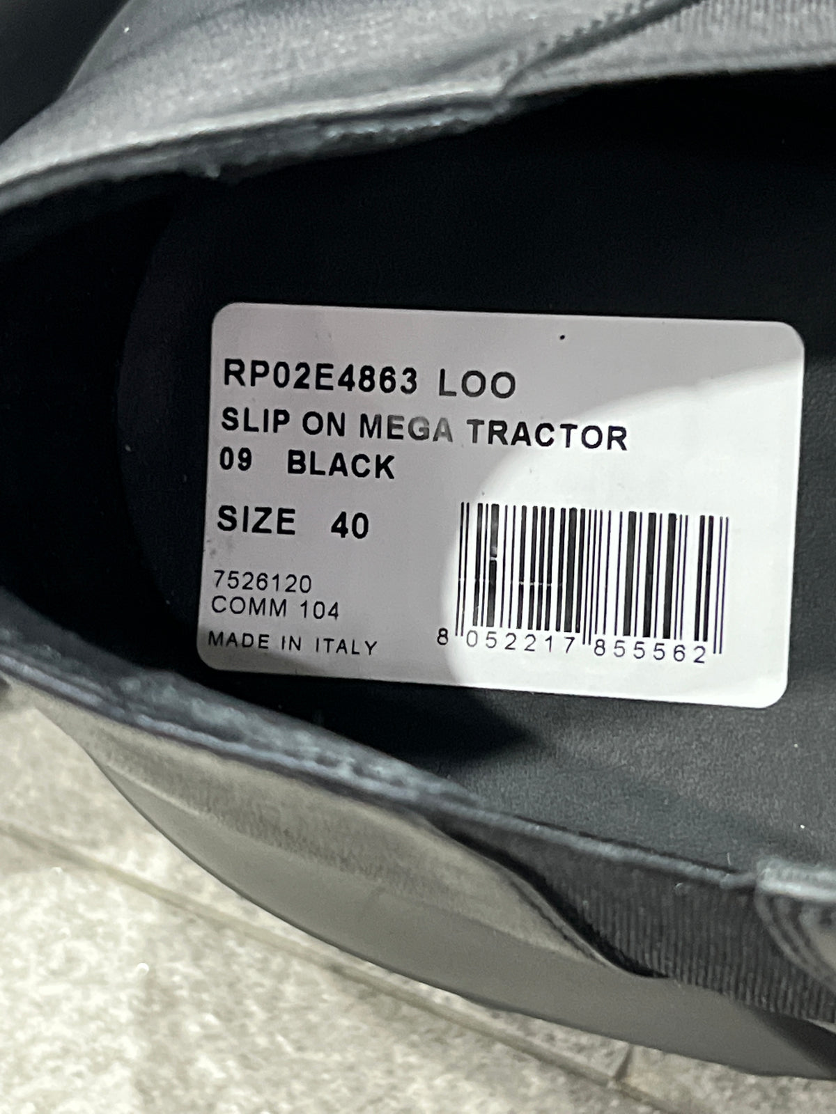 Rick Owens FW25 Slip-On Mega Tractor Boots Black Leather EU 40