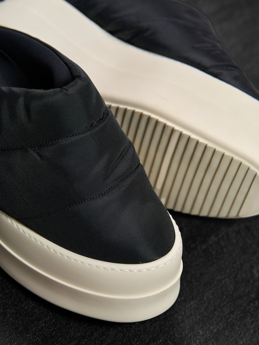 Rick Owens DRKSHDW Puffer Slip-On Low Sneakers Black / Milk EU 44