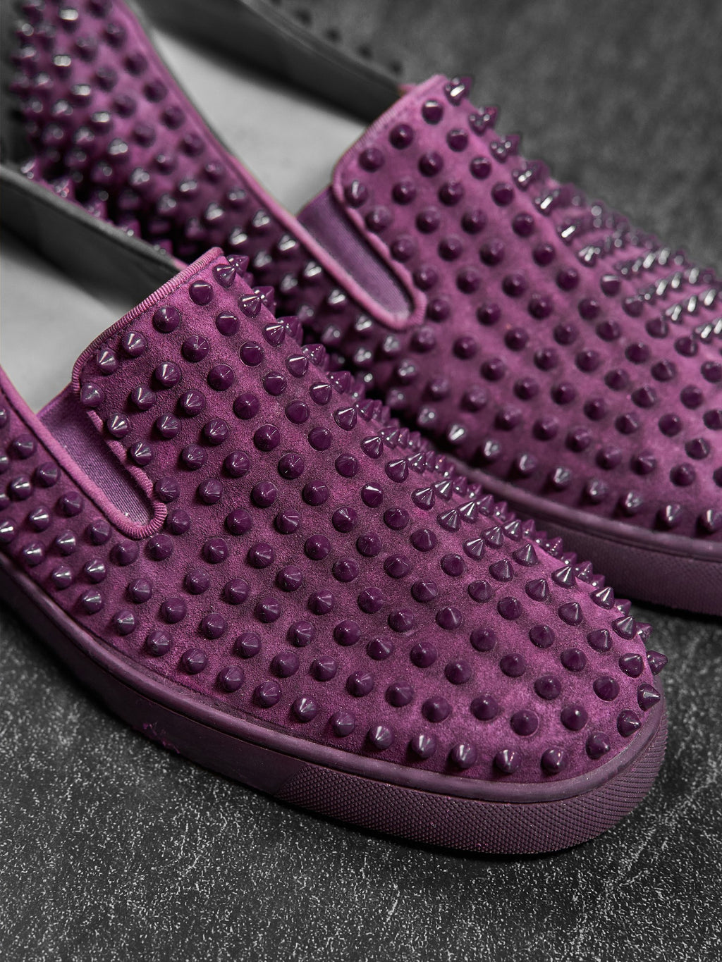 Christian Louboutin Roller Boat Spikes Purple Suede 44