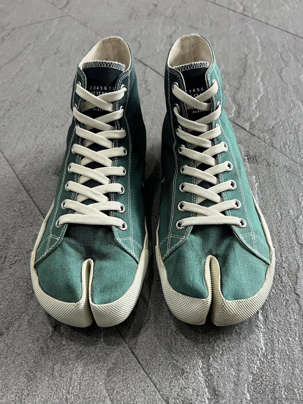 Maison Margiela Tabi Canvas High Sneakers Green / White 43