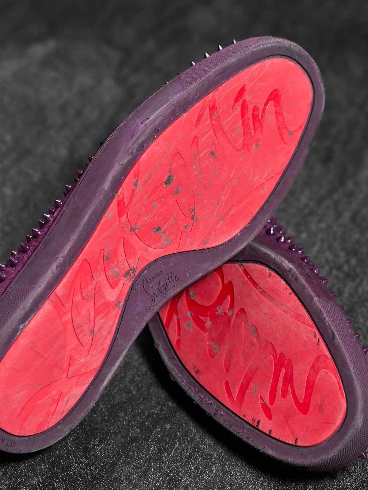 Christian Louboutin Roller Boat Spikes Purple Suede 44