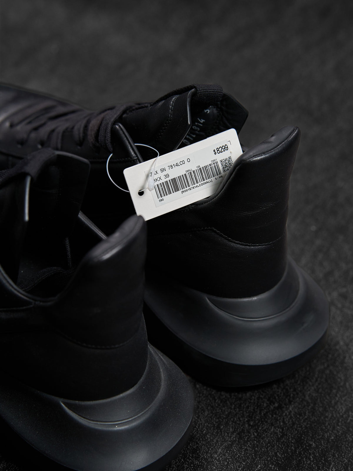 Rick Owens SS25 Geth Runner Sneakers All Black Leather EU 39