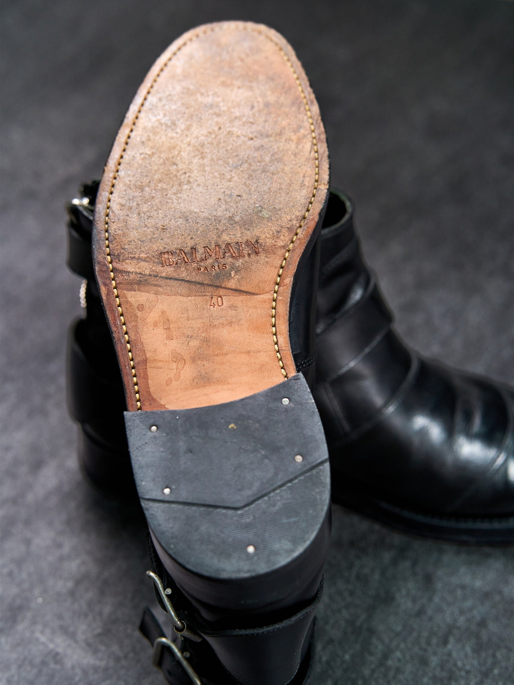 Balmain Leather Buckle Boots Black EU 40