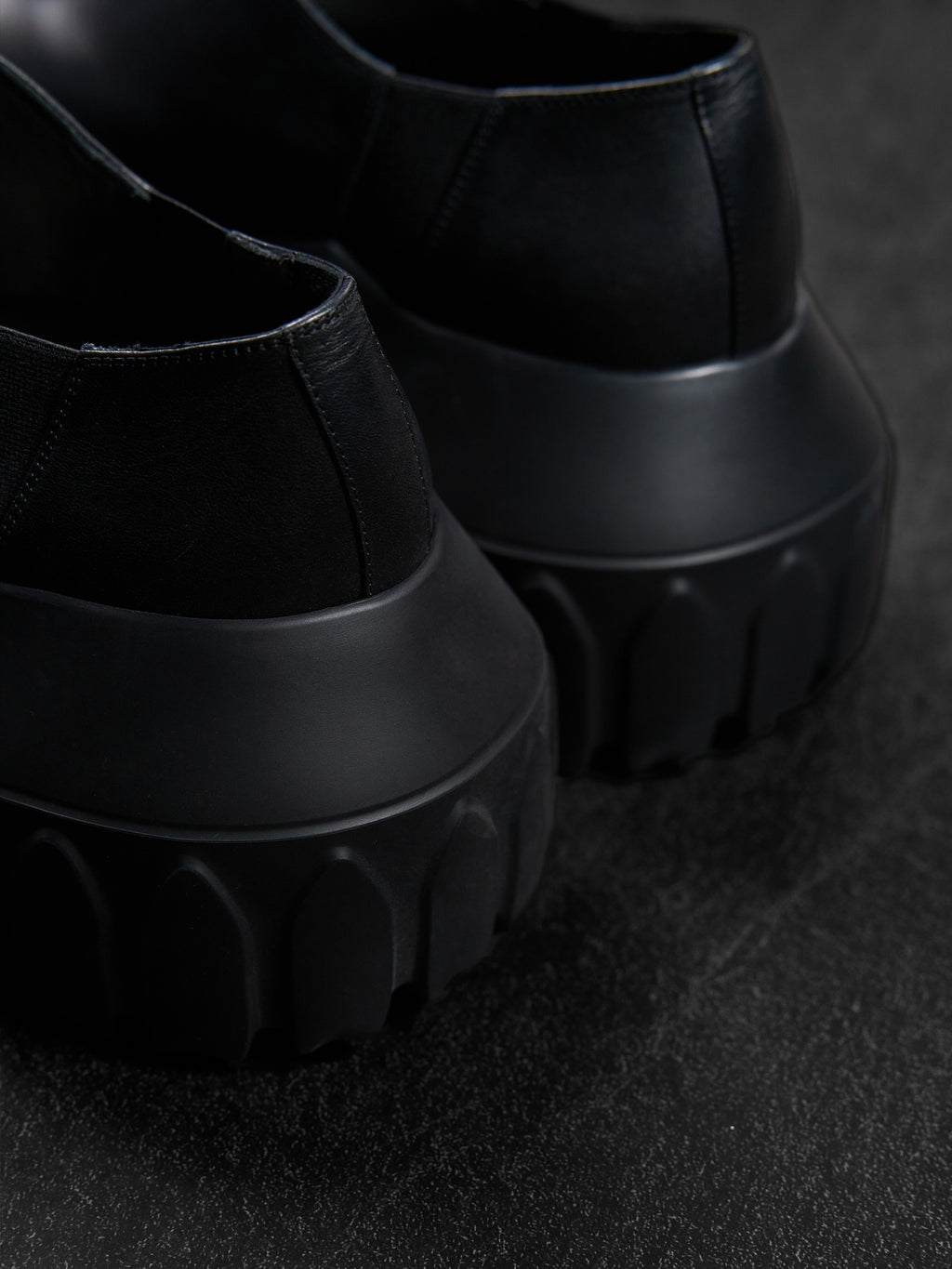 Rick Owens FW25 Slip-On Mega Tractor Boots Black Leather EU 40