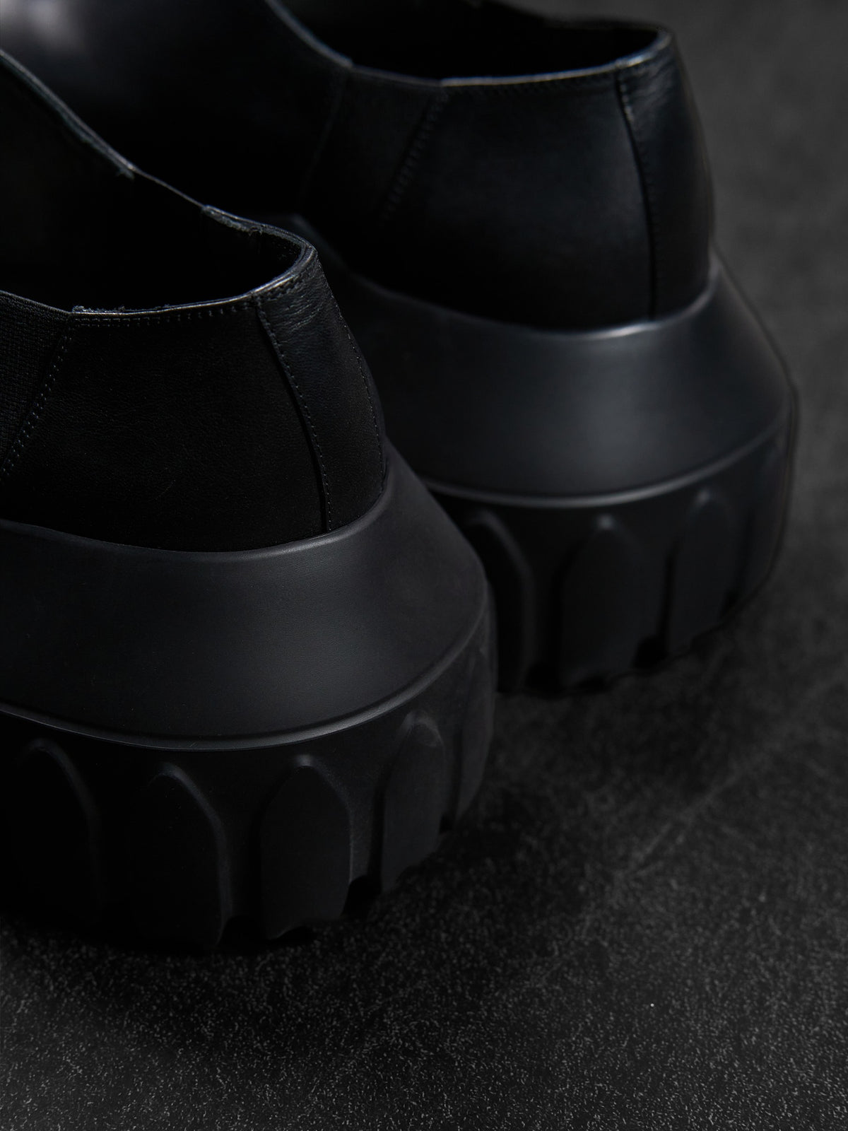 Rick Owens FW25 Slip-On Mega Tractor Boots Black Leather EU 40