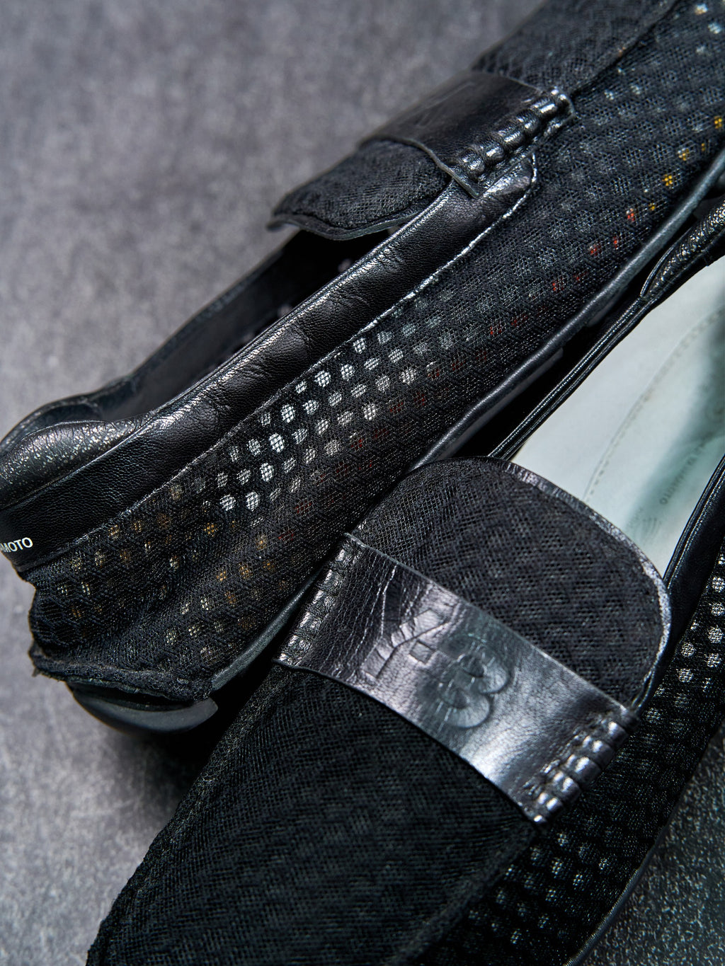 Y-3 Mesh Driving Loafers Black Perforated Leather UK 9