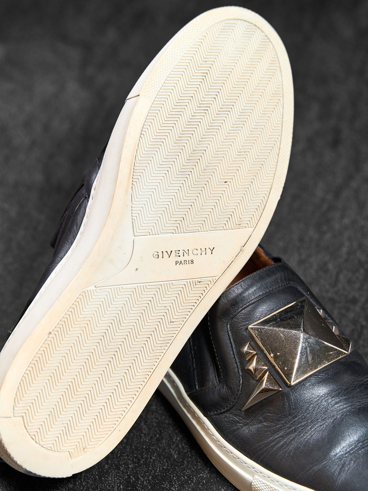 Givenchy Studded Buckle Slip-On Loafers Black Leather EU 40