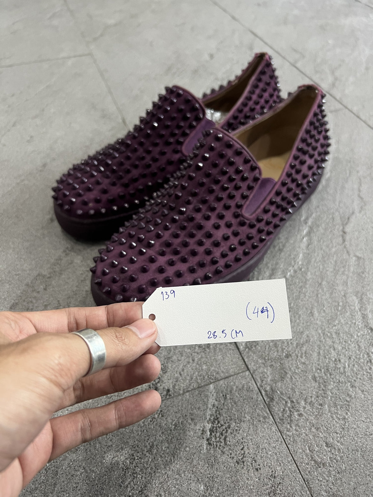 Christian Louboutin Roller Boat Spikes Purple Suede 44